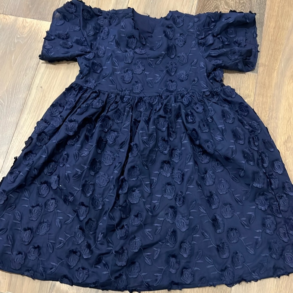 Janie and Jack floral dress for girls in navy